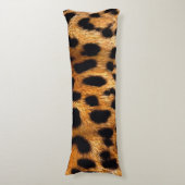 ヒョウ斑点ブラックブラウンワイルドアニマルファインアート ボディピロー (正面縦)