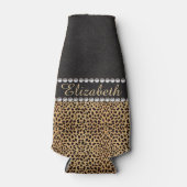 ヒョウ斑点ラインストーンパーソナライズされたダイヤモンド ボトルクーラー (正面)