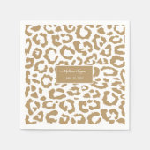 ヒョウ斑点金ゴールド及び白アニマルプリント模様 スタンダードカクテルナプキン (正面)