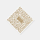 ヒョウ斑点金ゴールド及び白アニマルプリント模様 スタンダードカクテルナプキン (角)