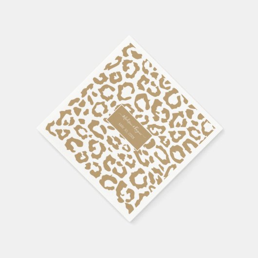 ヒョウ斑点金ゴールド及び白アニマルプリント模様 スタンダードカクテルナプキン (角)