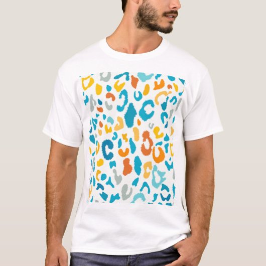 ヒョウ斑点:カラフルヴィンテージテクスチャ。 Tシャツ (正面)