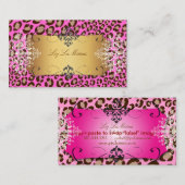 ヒョウ斑点/ピンク/DIY背景色 名刺 (正面/裏面)