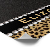 ヒョウ斑点Rhinestoneダイヤモンドのモノグラム写真 ポスター (角)