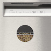 ヒョウ斑点Rhinestoneダイヤモンドのモノグラム写真 マグネット (インサイチュ (食洗機))