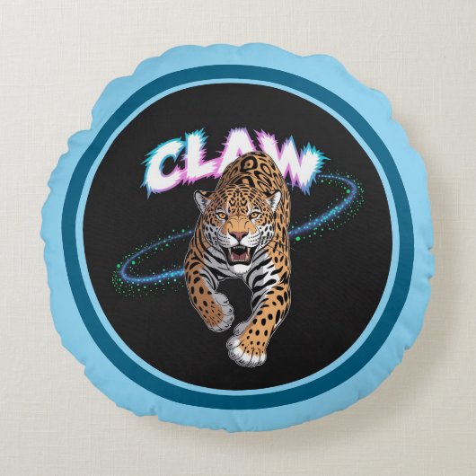 ヒョウ本能クッション ラウンドクッション (正面)