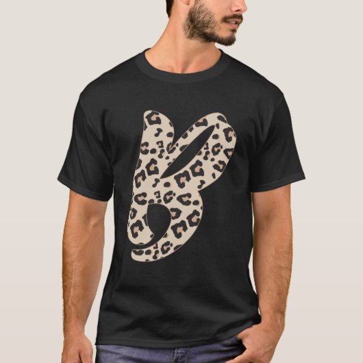 ヒョウ柄かわいいイニシャルレターBモノグラム大人 Tシャツ (正面)