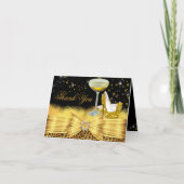 ヒョウ柄とハイヒール ゴールドの感謝カード サンキューカード (正面)