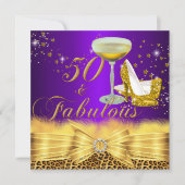 ヒョウ柄とハイヒール 紫 50 & ファビュラス 招待状 (正面)