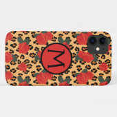 ヒョウ柄とバラのタトゥーモノグラムiPhoneケース Case-Mate iPhoneケース (裏面(横))