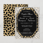 ヒョウ柄とブラックアクセントフレームの招待状 招待状 (正面/裏面)