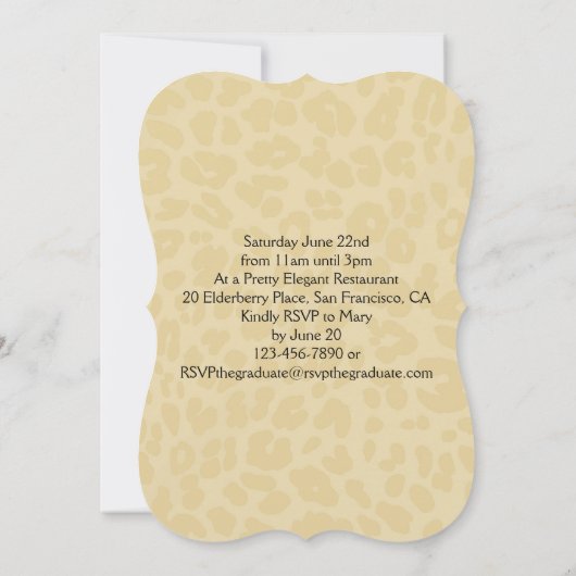 ヒョウ柄と弓の卒業/パーティの招待状 招待状 (裏面)
