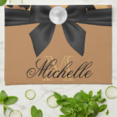 ヒョウ柄と弓 キッチンタオル (折り畳み)