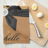 ヒョウ柄と弓 キッチンタオル (四つ折り)