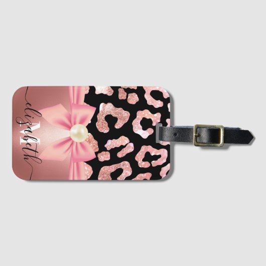 ヒョウ柄と弓 ラゲッジタグ (正面横)