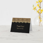 ヒョウ柄と黒い金ゴールド・ダイヤモンドありがとう カード (黄色い花)