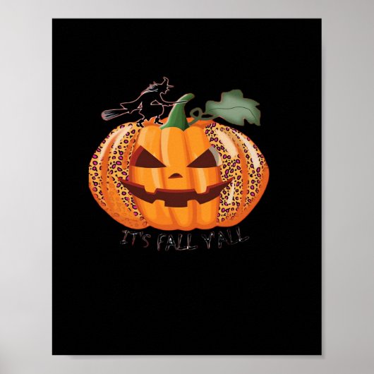 ヒョウ柄のかぼちゃでハッピーハロウィン!秋だね ポスター (正面)