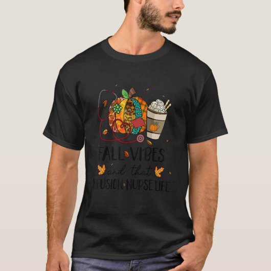 ヒョウ柄のかぼちゃ 秋の気配 そしてその輸液看護師 Tシャツ (正面)