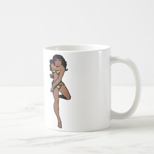 ヒョウ柄のアフリカ製ピン コーヒーマグカップ (右)
