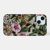 ヒョウ柄のオシャレなiPhoneケース iPhone 15ケース (裏面横)