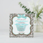 ヒョウ柄のカップケーキ ティール 誕生日パーティーの招待状 招待状 (スタンド正面)