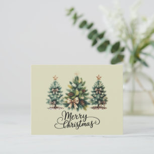 ヒョウ柄のクリスマスツリーのかわいいリボン Xmas シーズンポストカード