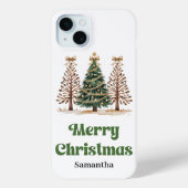 ヒョウ柄のクリスマスツリーのカスタムネーム Case-Mate iPhoneケース (裏面)