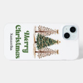 ヒョウ柄のクリスマスツリーのカスタムネーム Case-Mate iPhoneケース (裏面 (横))