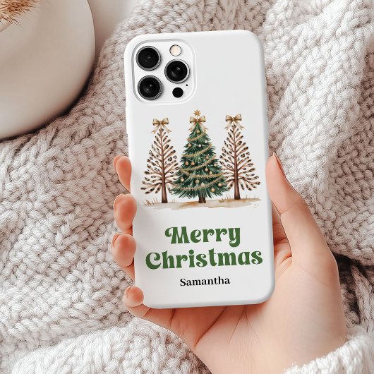 ヒョウ柄のクリスマスツリーのカスタムネーム Case-Mate iPhoneケース