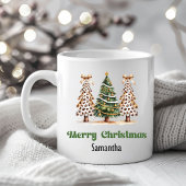 ヒョウ柄のクリスマスツリー カスタムネーム マグカップ