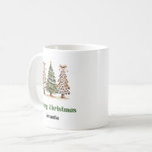 ヒョウ柄のクリスマスツリー カスタムネーム マグカップ (正面左)