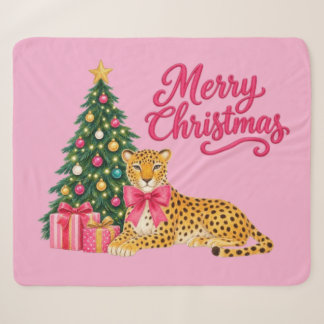 ヒョウ柄のクリスマス シェルパブランケット