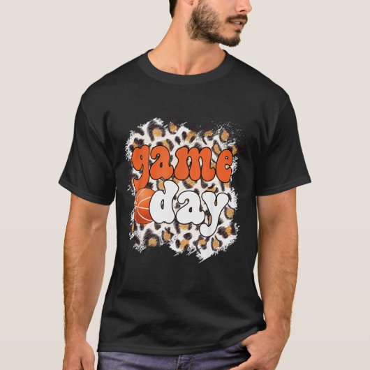 ヒョウ柄のゲームデー野球試合 Tシャツ (正面)