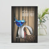 ヒョウ柄のステファノ・カンтуриのブルーマルティニ・パーティ 招待状 (スタンド正面)