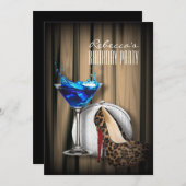 ヒョウ柄のステファノ・カンтуриのブルーマルティニ・パーティ 招待状 (正面/裏面)