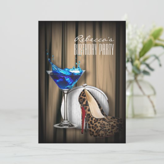 ヒョウ柄のステファノ・カンтуриの青いマティーニのカクテルパーティー 招待状 (スタンド正面)