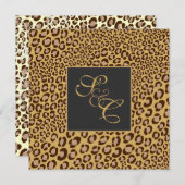 ヒョウ柄のスポット + パール渦巻き/ヴィンテージ 招待状 (正面/裏面)