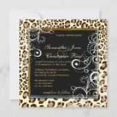ヒョウ柄のスポット + パール渦巻き/ヴィンテージ 招待状 (裏面)