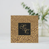 ヒョウ柄のスポット+パール渦巻き 招待状 (スタンド正面)