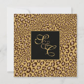 ヒョウ柄のスポット+パール渦巻き 招待状 (正面)