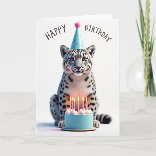 ヒョウ柄のネコの誕生日カード カード (正面)