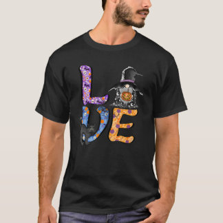 ヒョウ柄のノームと黒猫の雰囲気 ハロウィンといえば Tシャツ