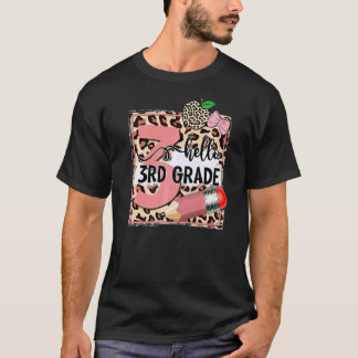 ヒョウ柄のハロー 3年生の先生 初登校日 Tシャツ