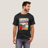 ヒョウ柄のハートの幼稚園の先生の教育のバック Tシャツ (正面フル)