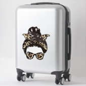 ヒョウ柄のバンダナと眼鏡めちゃくちゃまんじゅう シール (スーツケース)