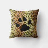 ヒョウ柄のブラックシルエット猫 クッション (裏面)