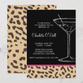 ヒョウ柄のマーティニ 誕生日招待状 招待状 (正面/裏面)
