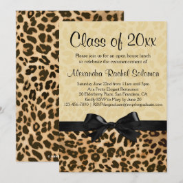 ヒョウ柄のリボン付き 卒業/パーティー招待状 招待状