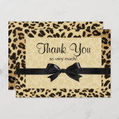 ヒョウ柄のリボン付感謝カード サンキューカード (正面/裏面)