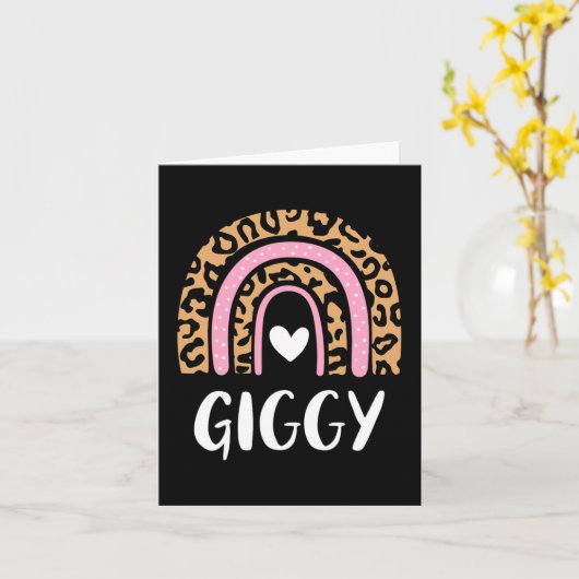 ヒョウ柄のレインボーかわいい母親の日ギグおもしろいジー カード (黄色い花)